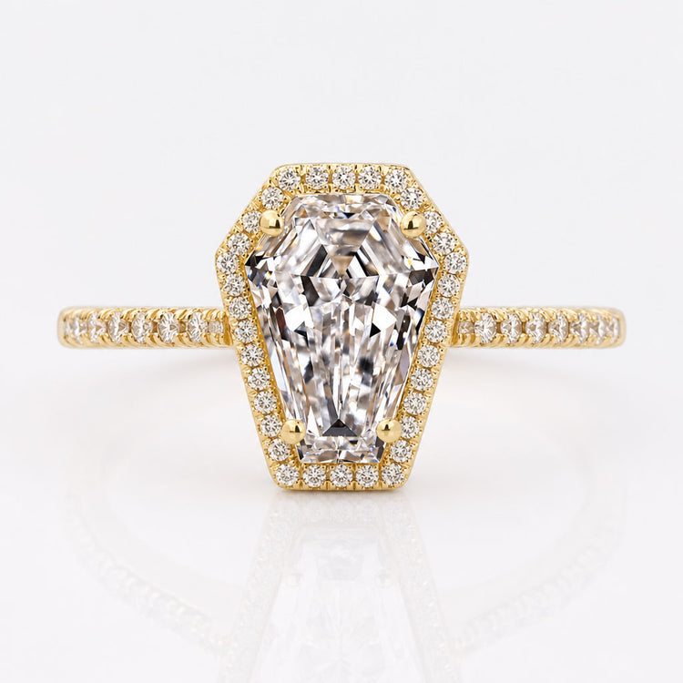 Coffin Cut Lab-Grown Diamond Halo Ring 1 - 2 CT