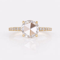 Round Rose Cut Lab-Grown Diamond Open Gallery Pavé Ring 1 - 2 CT