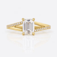 Emerald Cut Lab-Grown Diamond Pavé Ring 1 - 2 CT