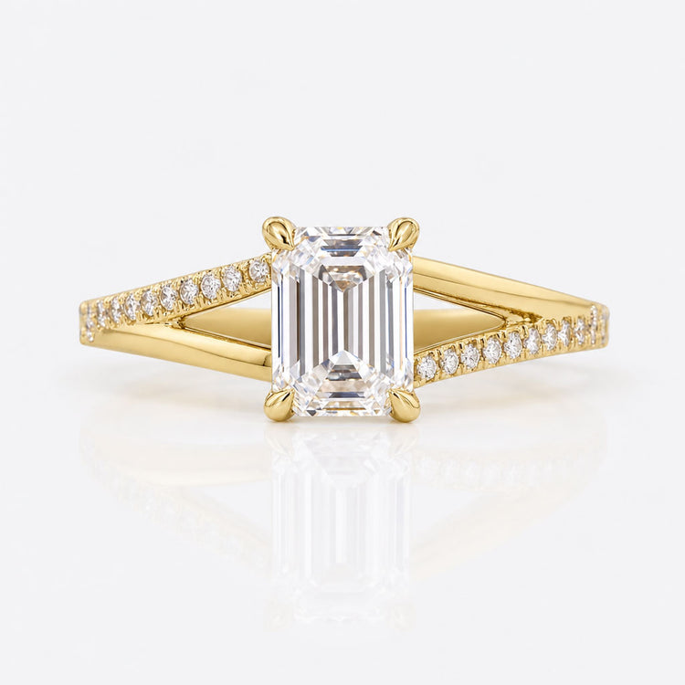 Emerald Cut Lab-Grown Diamond Pavé Ring 1 - 2 CT