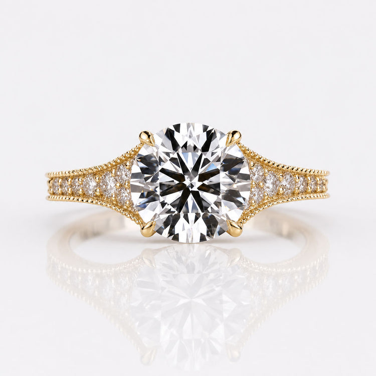 Round Cut Lab-Grown Diamond Vintage Style Ring 1 - 3 CT