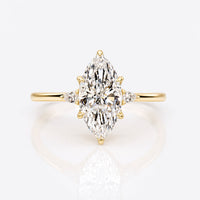 Marquise Cut Lab-Grown Diamond Cathedral Pear Three Stone Ring 1 - 3 CT