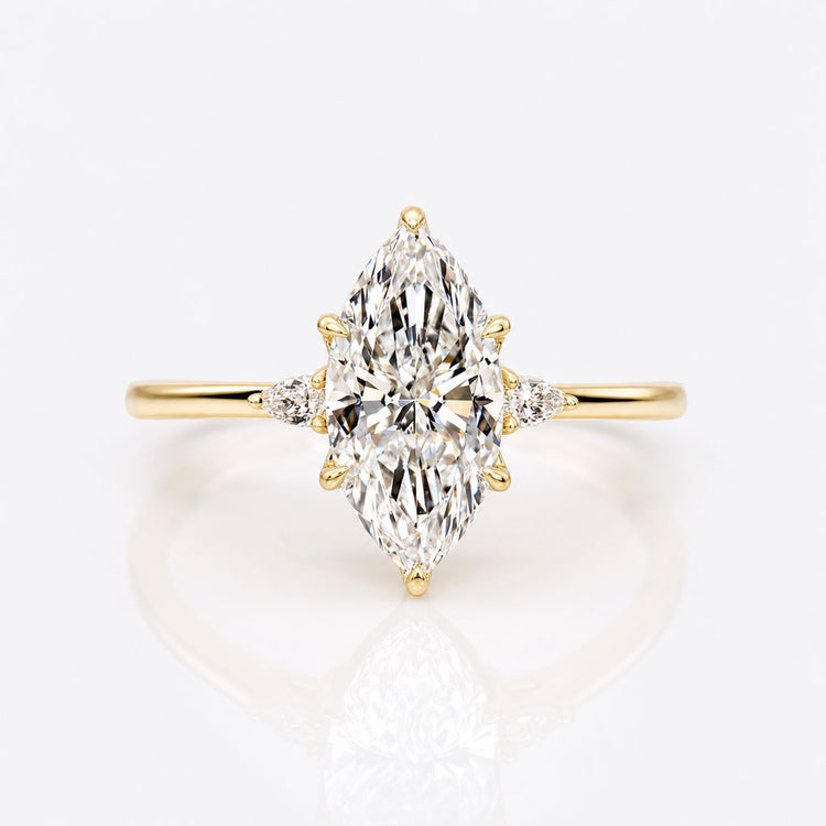 Marquise Cut Lab-Grown Diamond Cathedral Pear Three Stone Ring 1 - 3 CT