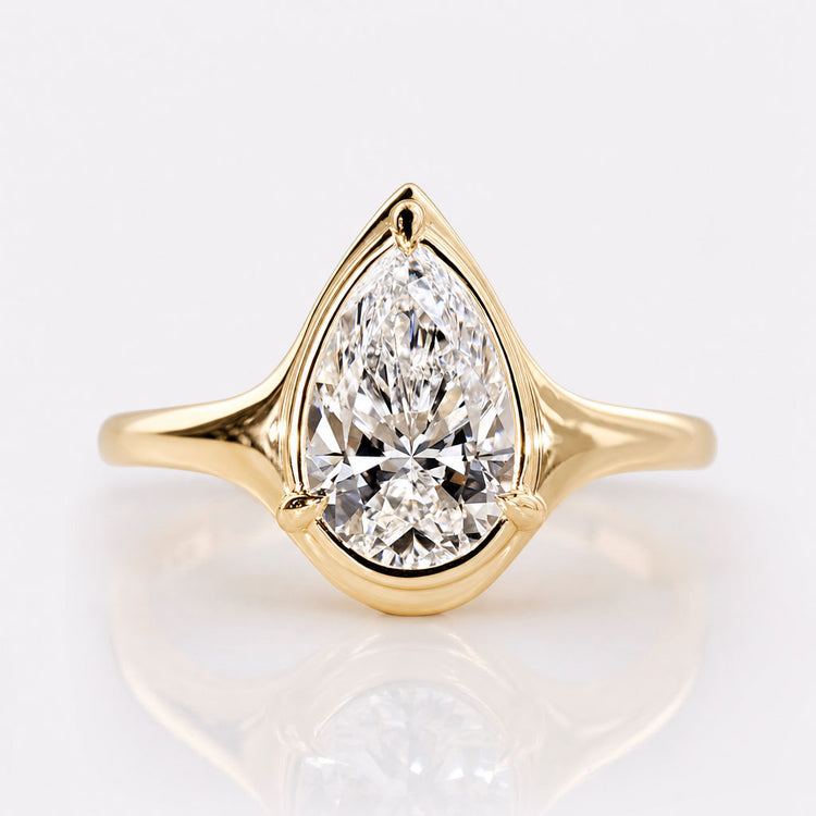 Pear Cut Lab-Grown Diamond Solitaire Ring 1 - 2 CT