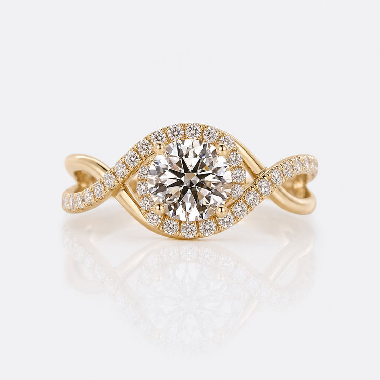 Round Cut Lab-Grown Diamond Halo Ring 1 - 2 CT