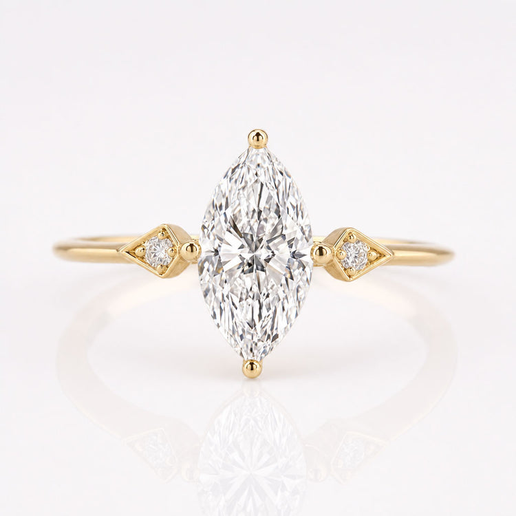 Marquise Lab-Grown Diamond Three Stone Setting Ring 1 - 2 CT