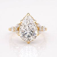 Pear Cut Lab-Grown Diamond Tulip Hidden Halo Ring 1 - 3 CT