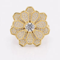 Round Lab-Grown Diamond Nature Inspired Vintage Cluster Ring