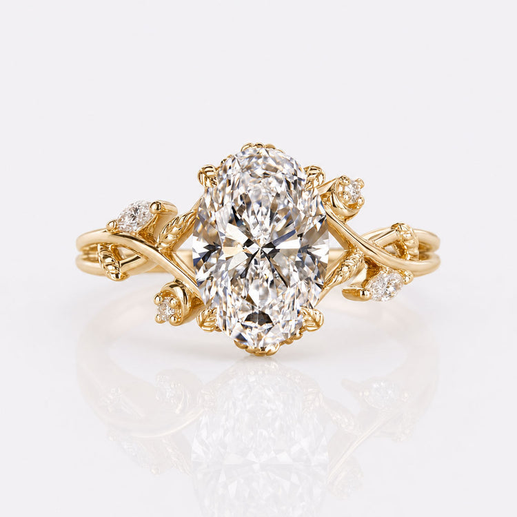 Oval Cut Lab-Grown Diamond Nature Inspired Ring 1 - 3 CT