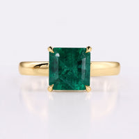 Asscher Cut Emerald Gemstone Cathedral Solitaire Ring