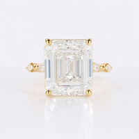 Emerald Cut Gemstone Distance Pavé Ring