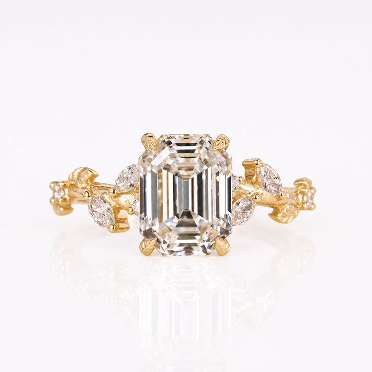 Emerald Old European Lab-Grown Diamond Nature Ring 1 – 2 CT