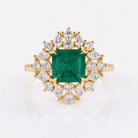 Asscher Cut Gemstone Cluster Halo Style Ring