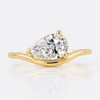 Pear Cut Lab-Grown Diamond East West Bezel Solitaire Ring 1 - 2 CT