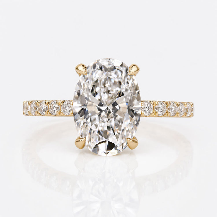 Oval Cut Lab-Grown Diamond Hidden Halo Pavé Solitaire Ring 1 - 3 CT