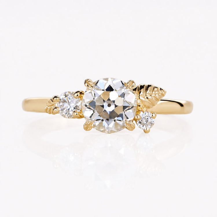 Round Old European Cut Lab-Grown Diamond Nature Inspired Ring 1 - 2 CT