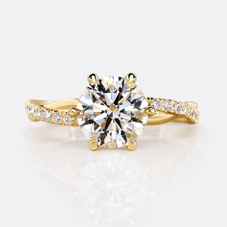 Round Cut Lab-Grown Diamond Twisted Pavé Ring 1 - 3 CT