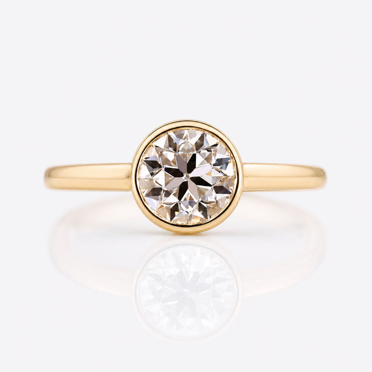 Round Old European Cut Lab-Grown Diamond Bezel Ring 1 - 2 CT