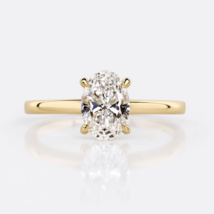 Oval Cut Lab-Grown Diamond Hidden Halo Solitaire Ring 1 - 3 CT