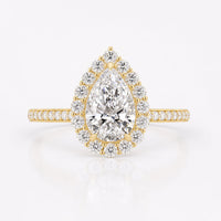 Pear Cut Lab-Grown Diamond Halo Pavé Ring 1 - 2 CT