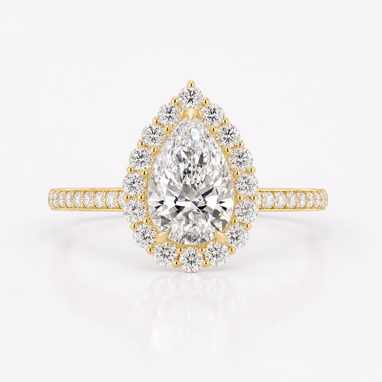 Pear Cut Lab-Grown Diamond Halo Pavé Ring 1 - 2 CT