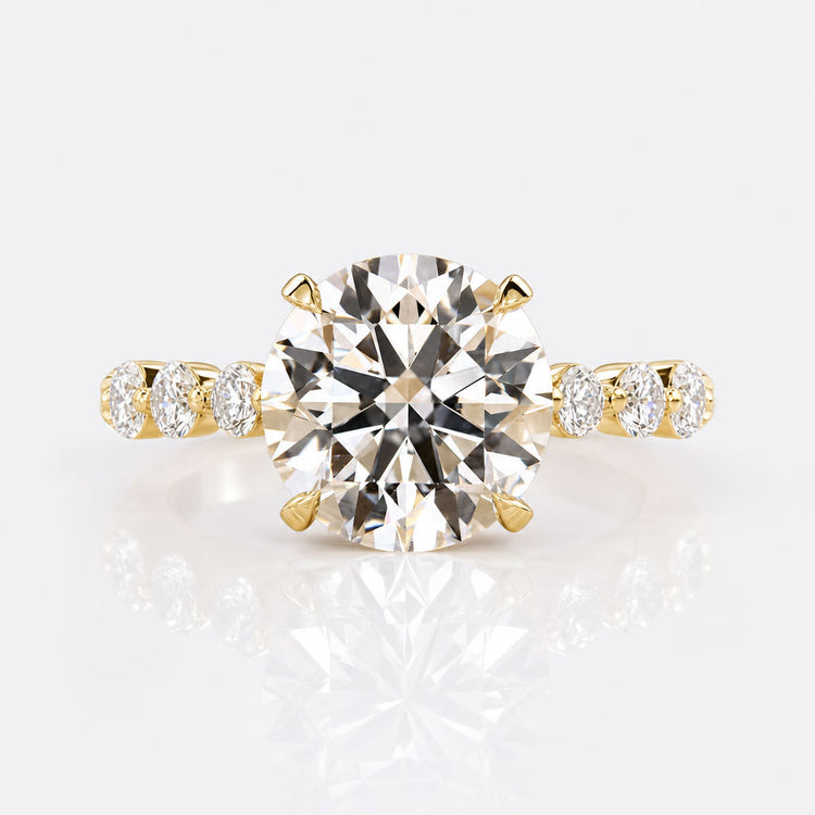 Round Cut Lab-Grown Diamond Hidden Halo Bubble Pavé Ring 3 - 5 CT