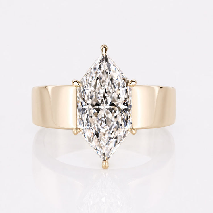 Dutch Marquise Cut Lab-Grown Diamond Wide Band Solitaire Ring 4 - 6 CT