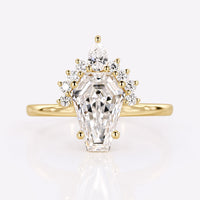 Coffin Cut Lab-Grown Diamond Half Halo Vintage Ring 1 - 3 CT