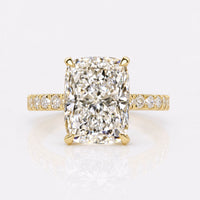 Elongated Cushion Cut Lab-Grown Diamond Pavé Ring 5 - 8 CT