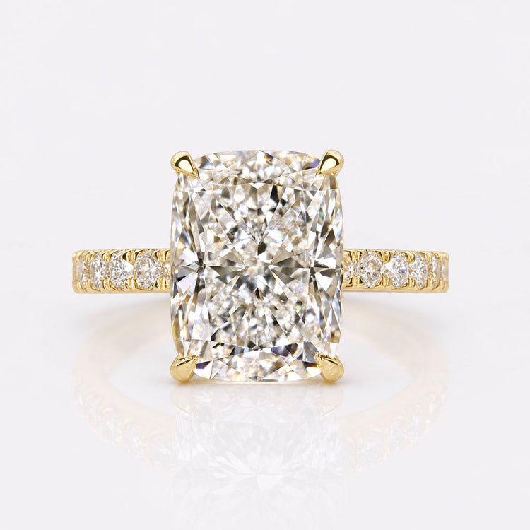 Elongated Cushion Cut Lab-Grown Diamond Pavé Ring 5 - 8 CT