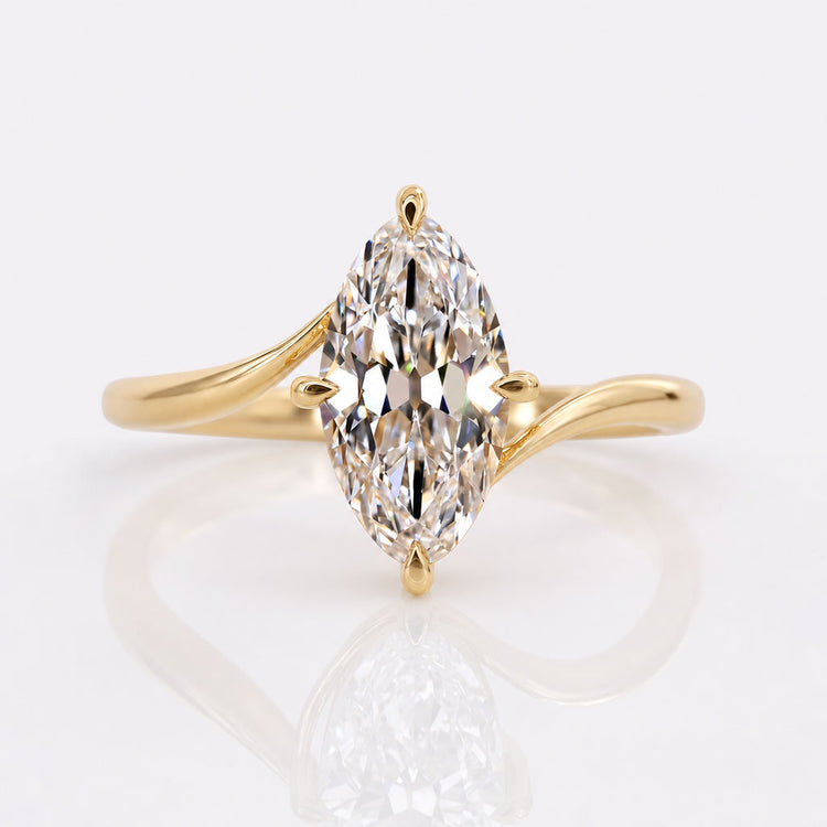 Marquise Old European Cut Lab-Grown Diamond Bypass Solitaire Ring 1 - 2 CT