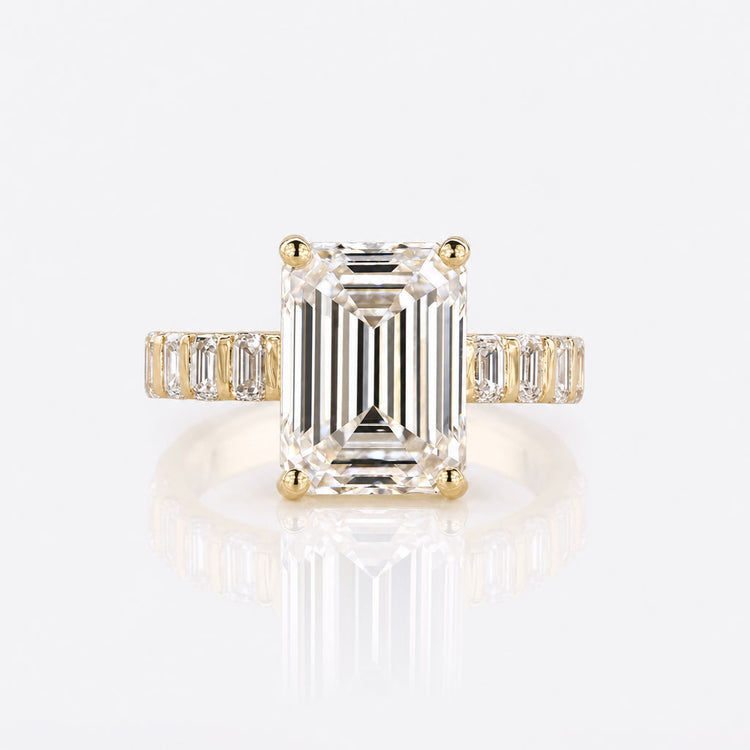 Emerald Cut Lab-Grown Diamond Pavé Ring 5 - 10 CT