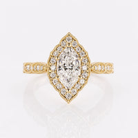 Dutch Marquise Lab-Grown Diamond Vintage Pavé Ring 1 - 2 CT