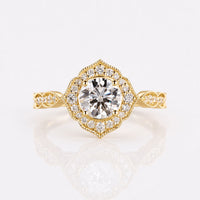 Round Cut Lab-Grown Diamond Pavé Style Ring 1 - 2 CT