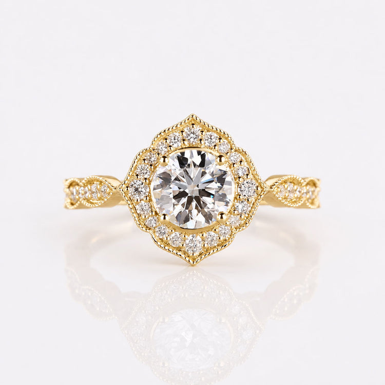 Round Cut Lab-Grown Diamond Pavé Style Ring 1 - 2 CT
