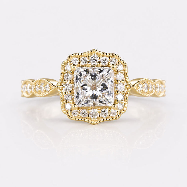 Princess Cut Lab-Grown Diamond Vintage Style Ring 1 - 2 CT