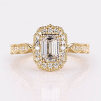 Emerald Cut Lab-Grown Diamond Pavé Style Ring 1 - 2 CT