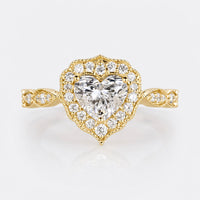 Heart Cut Lab-Grown Diamond Vintage Milgrain Pavé Ring 1 - 2 CT
