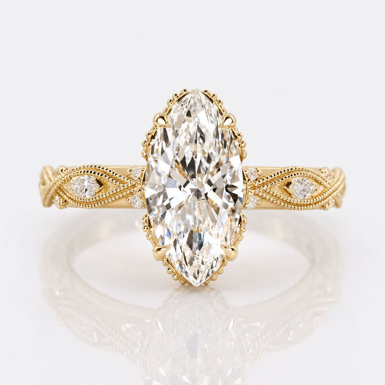 Marquise Cut Lab-Grown Diamond Art Deco Ring 1 - 2 CT