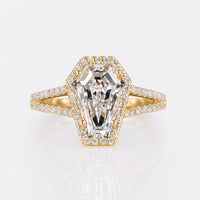 Coffin Cut Lab-Grown Diamond Split Shank Halo Pavé Ring 1 - 3 CT