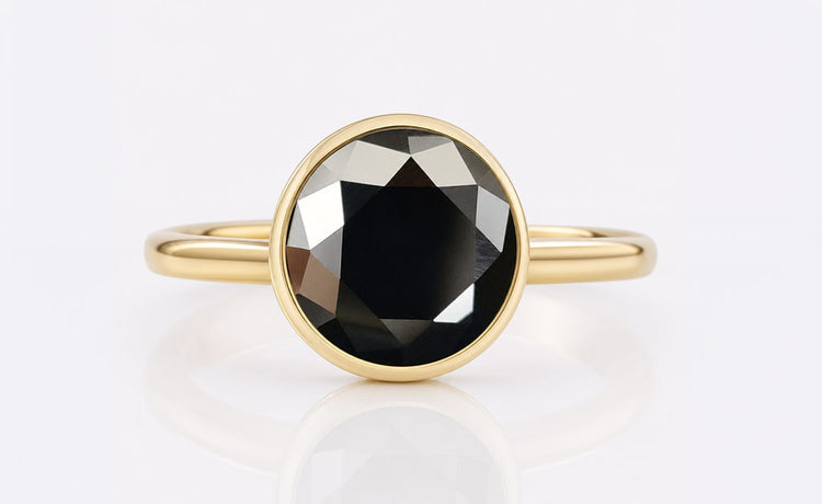 Black moissanite stone with a deep opaque finish
