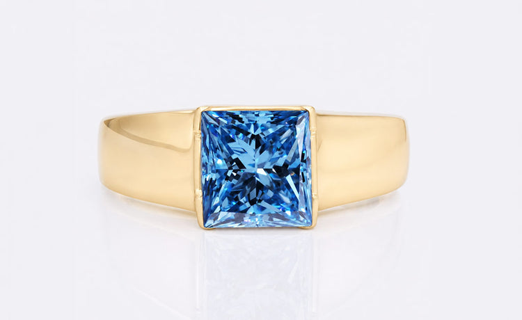 Blue lab grown diamonds in a range of cuts and blue tones