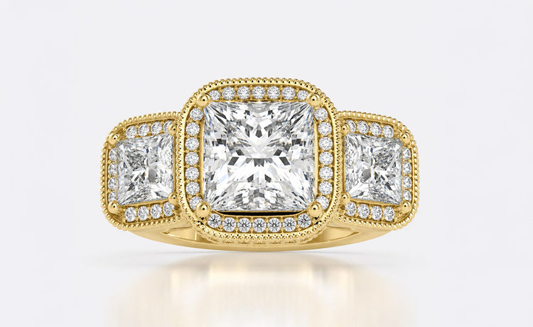 Celebrity style moissanite engagement ring with a statement centre stone