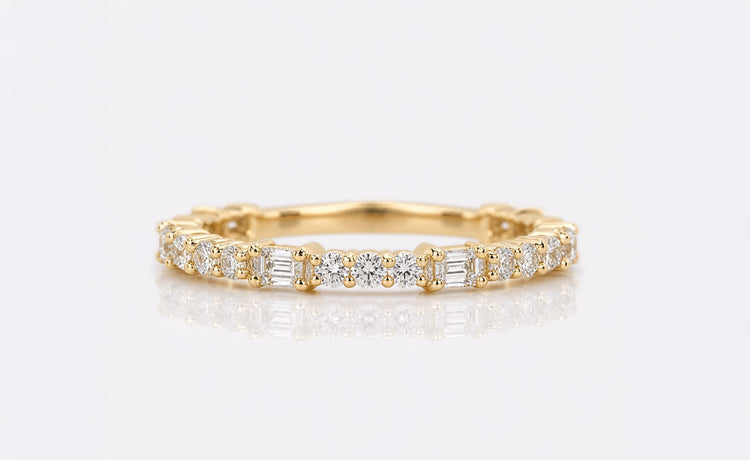 Emerald cut lab grown diamond wedding ring in solid gold