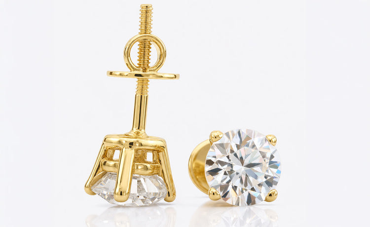 Moissanite jewellery gifts for him including rings and earrings in solid gold