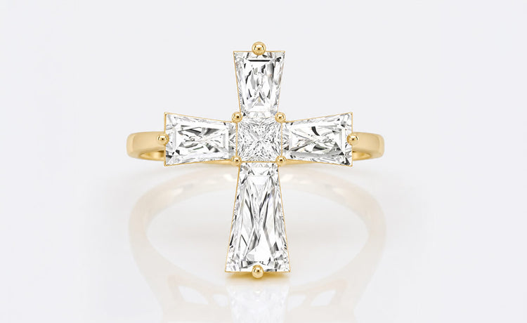 Heart and cross jewellery including pendants and rings in solid gold