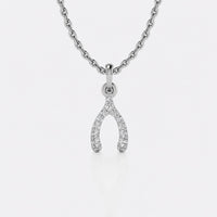 Wishbone pave lab-grown diamond pendant necklace in 14k solid white gold