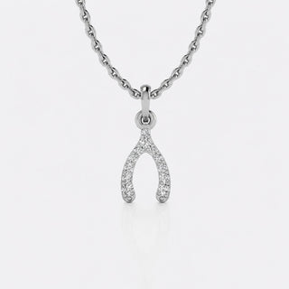 Wishbone pave lab-grown diamond pendant necklace in 14k solid white gold