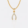 Wishbone pave lab-grown diamond pendant necklace in 14k solid yellow gold