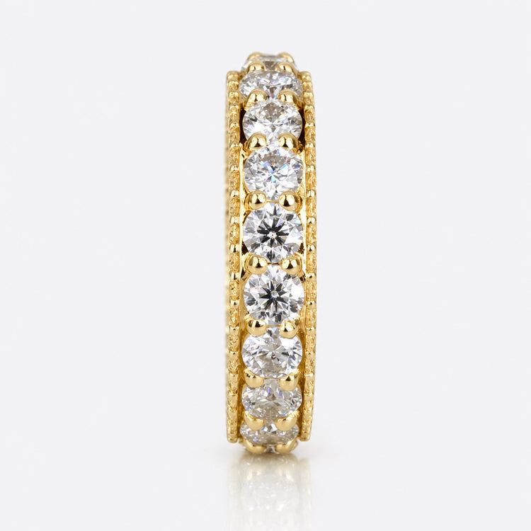Lab grown diamond full eternity wedding band with diamonds set around the entire ring
